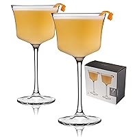 Viski Raye, Whiskey Sour, Stemmed Glasses, Crystal Cocktail Glassware 7.5oz Set of 2, Set of 1, Clear