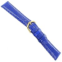 19mm deBeer Royal Blue Genuine Lizard Turned Edge Stitched Lady Watch Band Reg