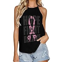 Hope Fight Believe - Breast Cancer Women's Tank Top Sleeveless Crewneck Shirts Loose Fit Blouses Tee Top