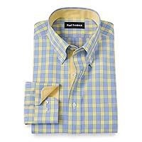 Paul Fredrick Men's Tailored Fit Non-Iron Cotton Check Dress Shirt
