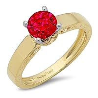 Clara Pucci 1.8 Brilliant Round Cut Solitaire Stunning Simulated Ruby Accent Anniversary Promise Engagement ring Solid 18K 2 tone Gold