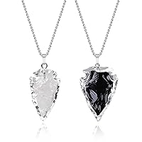 COAI Arrowhead Raw Stone Pendant Necklaces for Couples