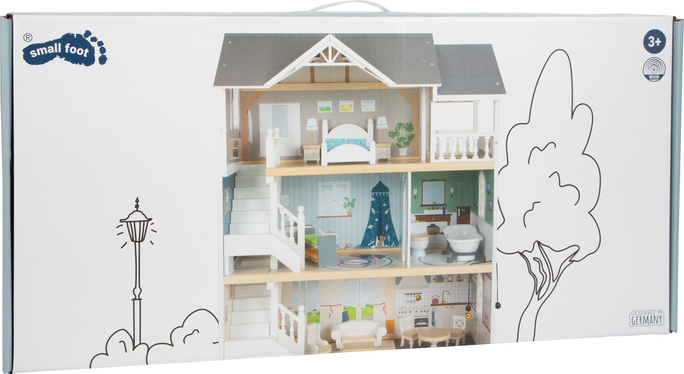 small foot wooden toys Urban Villa Doll House Playset Collection Designed for Children Ages 3+ Years, Gray (11802)