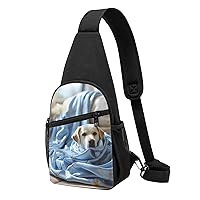 Sling Bag Crossbody for Women Fanny Pack Dog Wrapped in Blanket Chest Bag Daypack for Hiking Travel Waist Bag