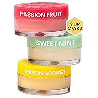 Easter Basket Stuffers Gifts Ideas, 3 Lip Mask Set - Overnight Intensive Treatment Revives & Nourishes for All Day Hydration, Passion Fruit & Chamomile, Sweet Mint & Lemon Sorbet