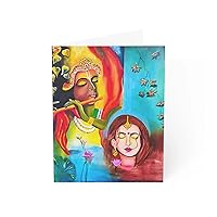 Divine Love Unveiled: Radha Krishna Greeting Card for Heartfelt Moments (1, 10, 30, and 50pcs) Coated (one side) 50 pcs 4.25