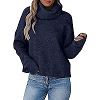 Turtleneck Sweater Women's Oversized Soft Crewneck Sweaters Fuzzy Warm Knit Pullover Tops 2023 Fashion Clothes