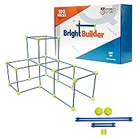 Fort Building Kit for Kids 4-8 - 100 Pieces - DIY STEM Fort Making Set for Indoor & Outdoor Play - Large Creative Construction Set for Boys & Girls - Blue & Green - Intellio Toys Bright Builders