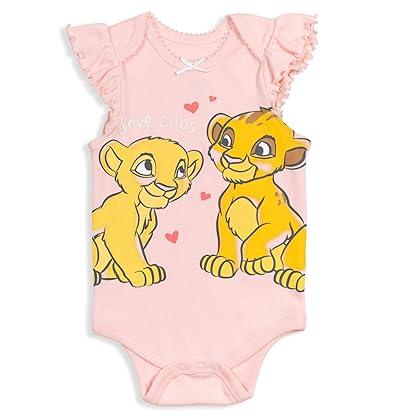 Disney Classics The Aristocats Lion King Winnie the Pooh Pixar Toy Story Baby Girls 5 Pack Bodysuits Newborn to Infant