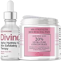Anti Aging Skin Care Set: Mandelic Acid Peel 40% & Glycolic Resurfacing Pads - This Ultra Potent Duo Will Purify Your Skin & Eliminate Wrinkles, Acne Scarring For an Ultra Clear & Glowing Complexion