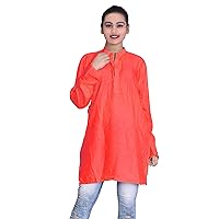 Womne's Top Tunic Casual Red Color Ethnic Tunic Wedding Wear Frock Suit Plus Size (5XL)