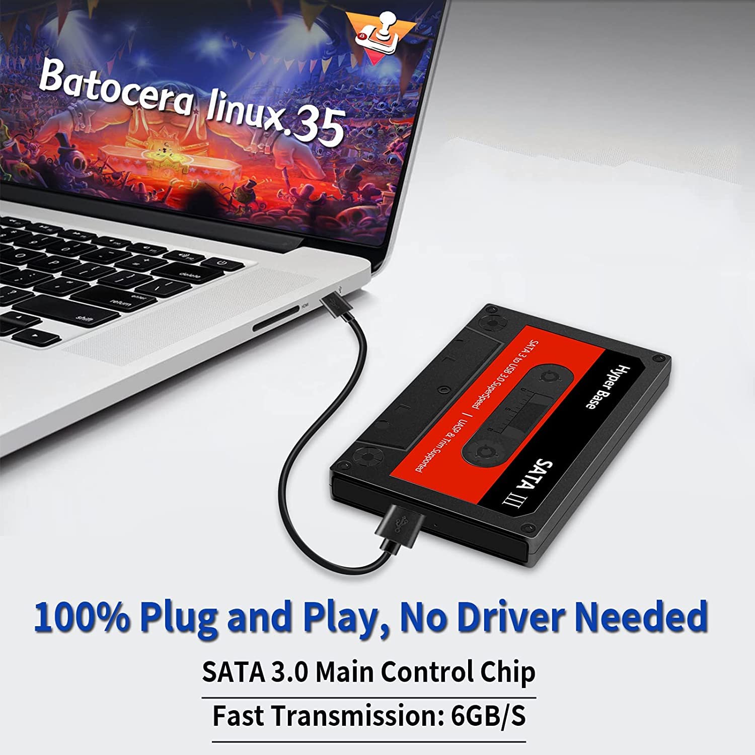 Retro Game Console with 48045 Classic Games, Batocera 35 Game System, Emulator Console Compatible with PSP/Atari/MAME/C64/Sega, USB 3.0 to Sata 3, 500G Game HDD Plug and Play for Windows PC/Mac