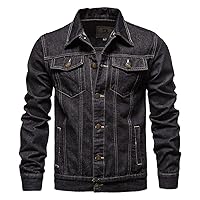 NC Men's Denim Jacket Casual Jeans Jacket Men Street Hip Hop Coat Solid Color Slim Bomber Jacket