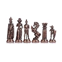 (Without Board) Medieval British Army Antique Copper Handmade Cool Chess Pieces King 3.5 inc (Only 32 Chess Pieces)