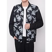 Jackets for Men - Men Floral Print Zip Up Bomber Jacket (Color : Multicolor, Size : Medium)