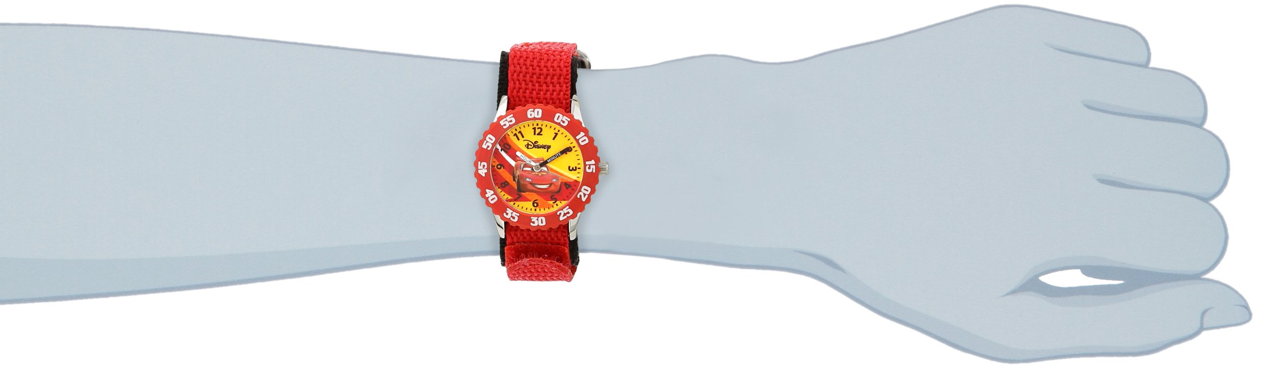 Disney Cars Kids' Bezel Stainless Steel Time Teacher Analog Nylon Strap Watch