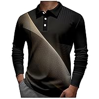 Men's Long Sleeve Casual Shirts Lapel Long Sleeve Printed Casual Top Loose Sports Lapel Shirt