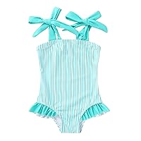 YOUNGER TREE Toddler Swimsuit Girl Color Block Stripe One-Piece Swimwear Baby Girl Bathing Suits