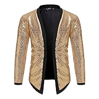 Jackets For Men Casual Solid Color Long Sleeve Trendy Sequin Dance Dress Cardigan Jacket Coats