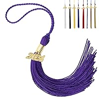 2024 Graduation Tassel, Graduation Cap Tassel with 2024 Year Gold Charms for Graduation Cap, Assel Charm for Graduate Hat Ceremonies Accessories (Purple)