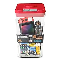 Kitchen Safe Phone Lockbox & Snack Lock Box with Timer (XL) - KSafe Timed Lock Box for Cell Phones, Food Time Locking Container for Habit Formation (Red Lid + 10.4” Clear Base with Access Port)