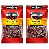 Jack Link's Beef Jerky, Teriyaki, ½ Pounder Bag - Flavorful Meat Snack, 11g of Protein and 80 Calories, Made with Premium Beef - 96 Percent Fat Free, No Added MSG or Nitrates/Nitrites (Pack of 2)
