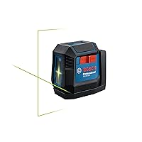 BOSCH GLL50-20G 50 Ft Green-Beam Self-Leveling Cross-Line Laser, Includes 1.0 Ah 3.7V Lithium-Ion Battery, Integrated Magnetic Mount, USB-C Charging Cord, & Soft Pouch