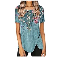 Women's Independence Day Fashionable Casual Round Neck Top Irregular Color Matching Printed Long Sleeve T-Shirt