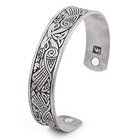 Health Care Magnetic Bracelet Viking Raven Cuff Bangle Irish Knotwork Birds Talisman Pagan Jewelry