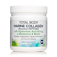 Total Body Marine Collagen, Bioactive Peptides Powder for Healthy Skin, Hair & Joints, Unflavored, 4.8 Oz