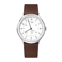 Mondaine MON Helvetica Regular MH1.R2S10.LG Smart Watch |40 mm Stainless Steel Polished/White/Brown Leather