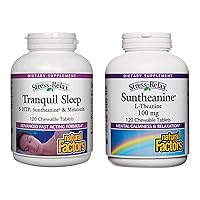 Natural Factors Stress-Relax Chewable Tranquil Sleep 120 Tablets and Stress-Relax Chewable Suntheanine L-Theanine 100 mg, 120 Tablets Bundle