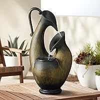 Mediterranean Jug Rustic Zen Indoor Cascading Tabletop Water Fountain Weathered Aged Pottery 24