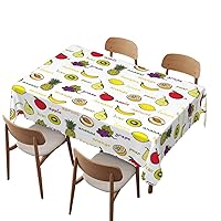 Fruits pattern tablecloth 60x84 inch, Rectangle Table Clothes for 4 Ft Tables - Waterproof Stain Wrinkle Resistant Reusable Print tablecloths for kitchen camping birthday dining dinner outdoor