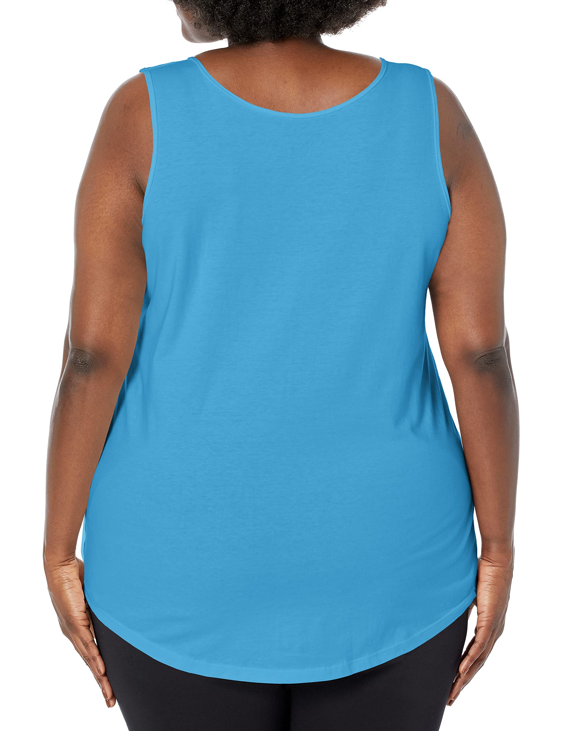 Just My Size Women's Shirt, Plus Size Jersey Shirttail Hem Tank Top, JMS Plus Size Sleeveless Shirt for Women