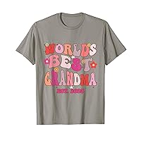 Groovy Mothers Day Vintage Worlds Best Grandma Est 2023 T-Shirt