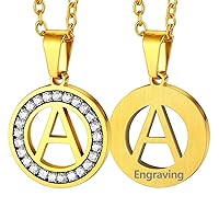 FaithHeart Initials Pendant Necklace for Women Men, Stainless Steel/18K Gold Plated Letter Jewelry Personalized Customizable