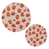 Strawberry Trivets for Hot Dishes 2 Pcs,Hot Pad for Kitchen,Trivets for Hot Pots and Pans,Large Coasters Cotton Mat Cooking Potholder Set
