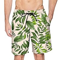Mens Swim Trunks Quick Dry Beach Shorts with Pockets Big and Tall Board Shorts Casual Hawaiian Drawstring Swim Shorts