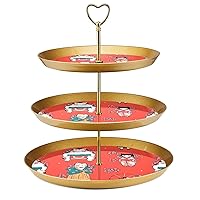 3-Tier Cupcake Stand Cats in Traditional Japanese Clothes Party Food Server Display Stand Fruit Dessert Plate Decorating for Wedding, Event, Birthday
