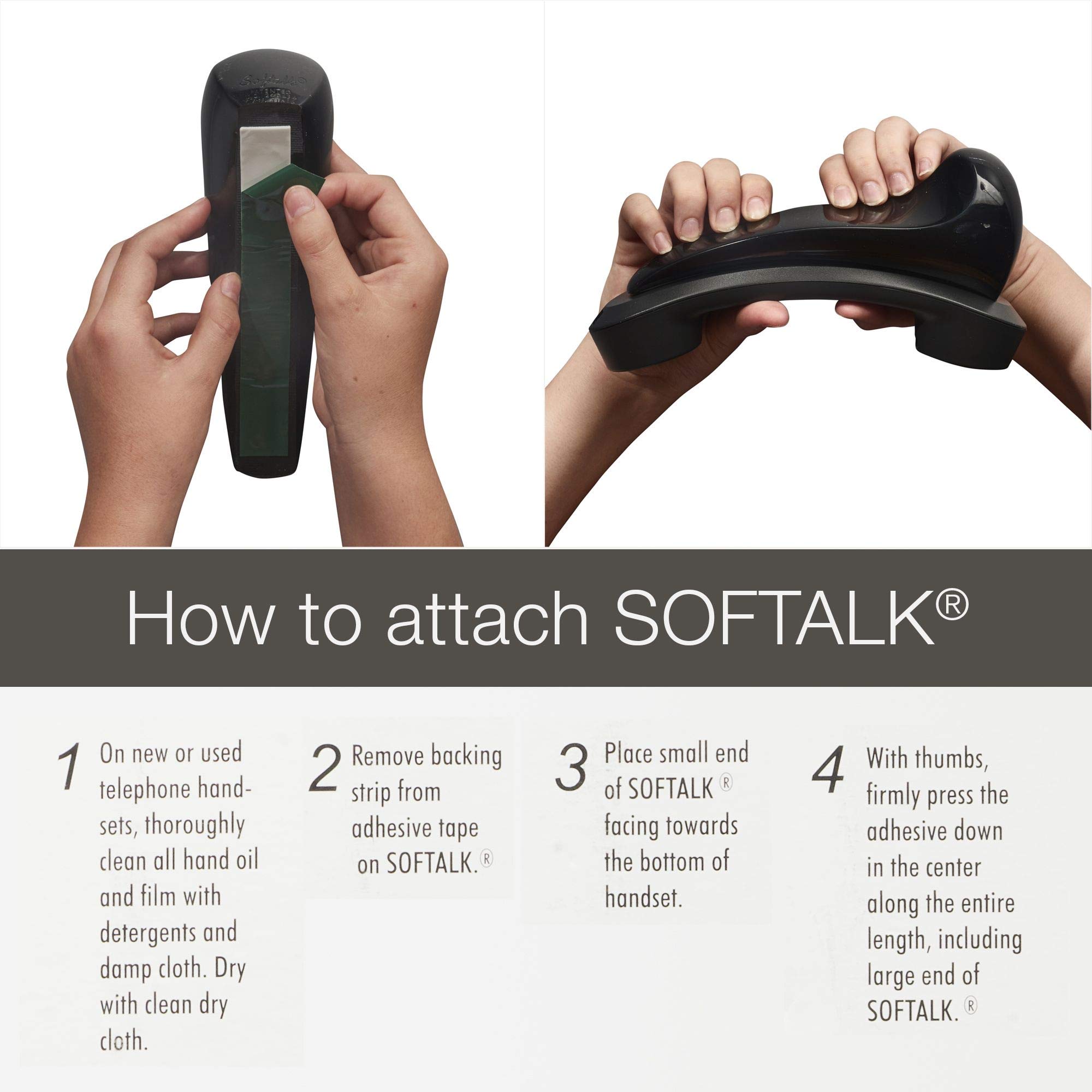 Softalk Antibacterial Black Phone Shoulder Rest | Landline Telephone Accessory (00101M)