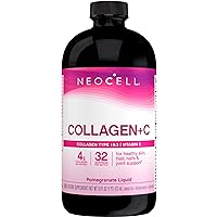 Collagen Peptides + Vitamin C Liquid, 4g Collagen Per Serving, Gluten Free, Types 1 & 3, Promotes Healthy Skin, Hair, Nails & Joint Support, Pomegranate, 16 Oz