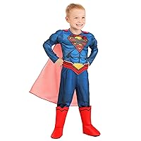 Toddlers Deluxe DC Comics Superman Costume, Blue & Red Superhero Suit for Superhero Parties, Cosplay & Halloween