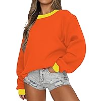 Women's Long Sleeve Sweatshirt Casual Crewneck Print Fall Tops Y2k Clothes patchwork Clashing colors