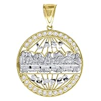 10k Gold Two tone CZ Dc Mens Last Supper Height 43.1mm X Width 31.4mm Religious Charm Pendant Necklace Jewelry Gifts for Men