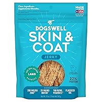 Dogswell Jerky Skin and Coat – Real Lamb Jerky Dog Treats with Skin & Coat Support (10 oz. Lamb)