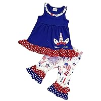 Girls 2 Pieces Pant Set Unicorn Summer Party Birthday Dress Outfit Clothing Set
