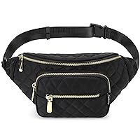 ZORFIN Fanny Packs for Women Men, Fashion Waist Packs, Lightweight Crossbody Bags Belt Bag for Women with Adjustable Strap for Shopping/Casual/Running (Quilted Black)