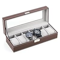 Storage box 6 Slot Watches Case Leather Watch Box Luxury Display Case Organizer Glass Jewelry Storage for Women,Men Jewelry storage box (Color : Black)