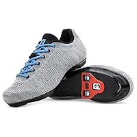 Tommaso Pista Knit Women's Cycling Shoe and Cleat Bundle, Indoor Cycling Class Ready Shoes with Compatible Cleat, Look Delta, SPD - Black, Pink, Grey, Blue